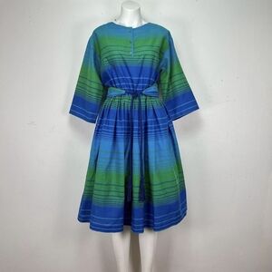 Blue and Green Striped Dress